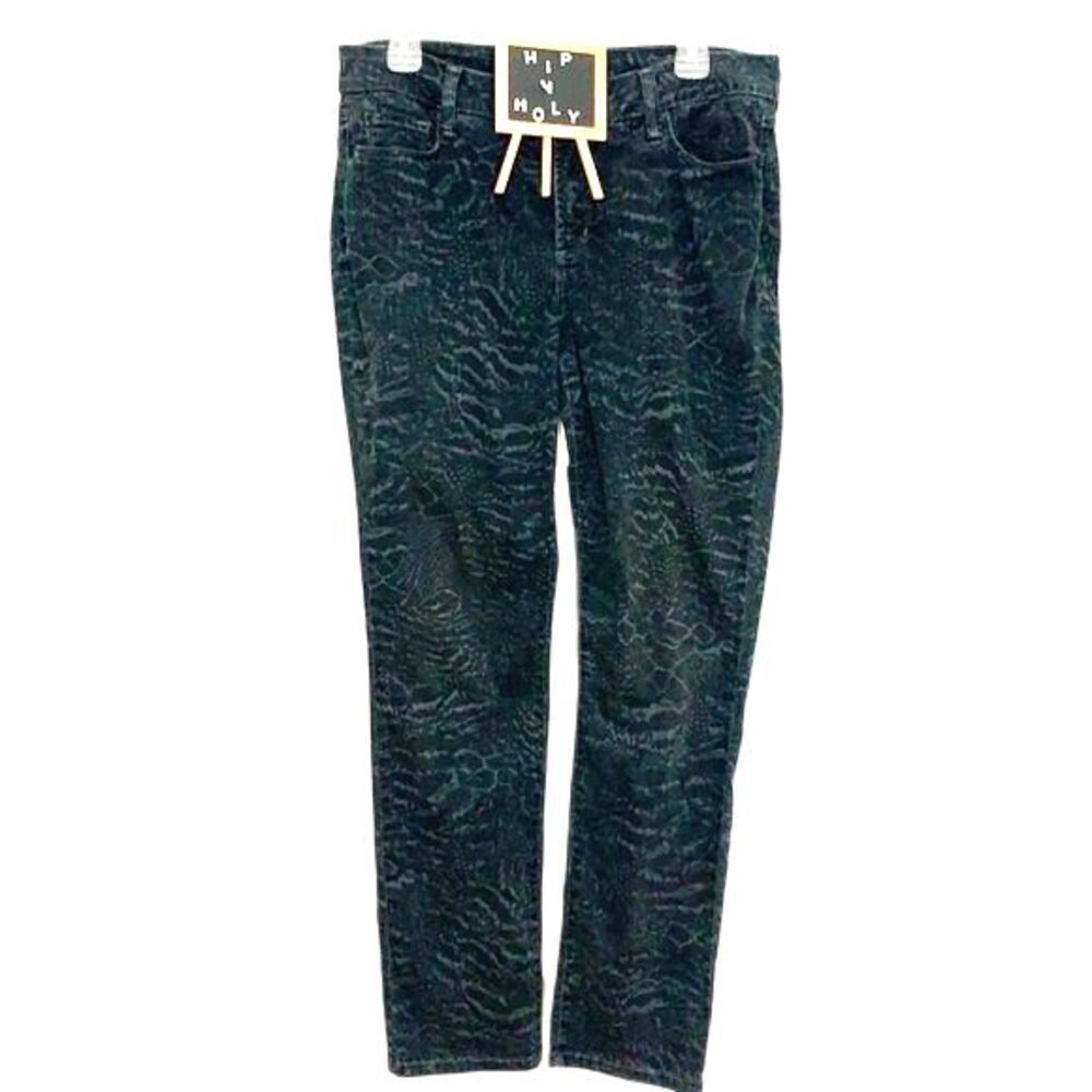 NYDJ Skinny Animal Print Lift Tuck Technology Charcoal Gray Black Size 10
